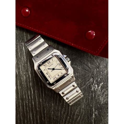 Pre Owned Uni Sex Cartier Santos Watch In Stainless Steel