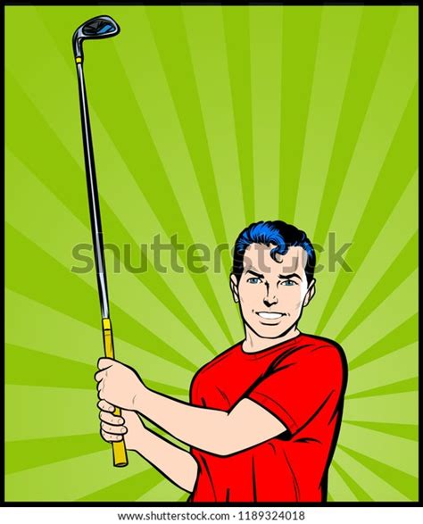 Male Golf Player Vintage Pop Art Stock Vector Royalty Free 1189324018