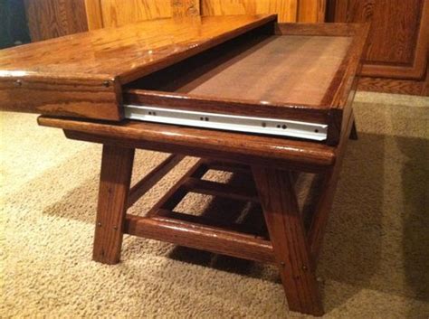 Carpenter david lundell enjoys making furniture that incorporates hidden storage compartments. Rustic Oak Coffee Table with hidden compartment par ...