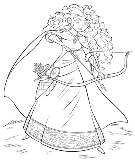 Native american coloring pages collection. Kids-n-fun.com | Coloring page Brave Merida with bow and arrow
