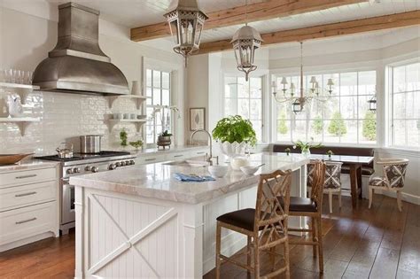 Kitchen islands kitchen remodeling kitchen remodeling installing. White Beadboard Kitchen Island with Faux Bamboo Counter ...