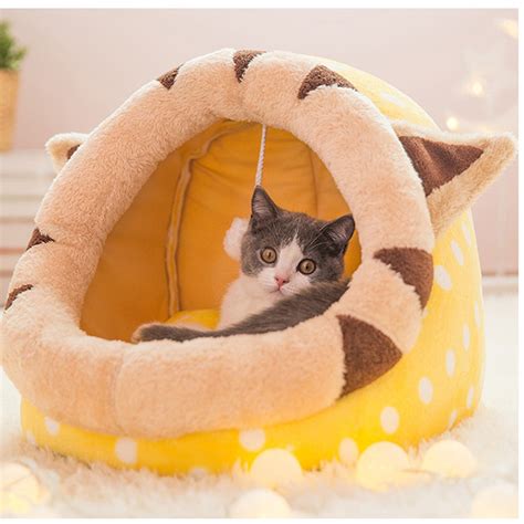 Cat Bed Indoor Pet Tent Warm Soft Cushion Novelty Huts Cozy Etsy