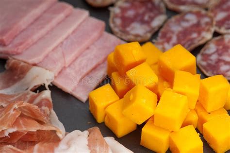 Cold Cut Platter With Pita Bread And Pickles Stock Image Image Of