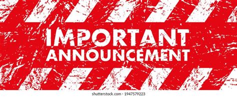 Important Announcement Sign On Red Background Stock Vector Royalty