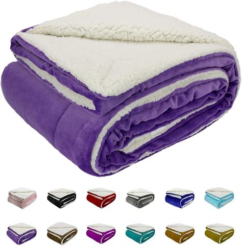Purple Sherpa Fleece Blanket 15060 X20080 Cm Throw Size Top