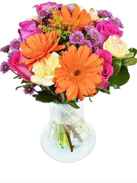 Arabella Fields Of World Bouquet Of Fresh Cut Flowers With A Free Glass