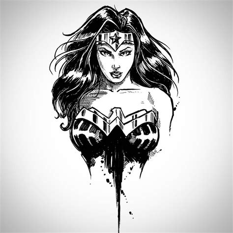 Wonder Woman Wonder Woman Tattoo Hulk Artwork Black White Art