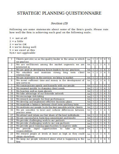 5 Strategic Planning Questionnaire Templates In Pdf Ms Word