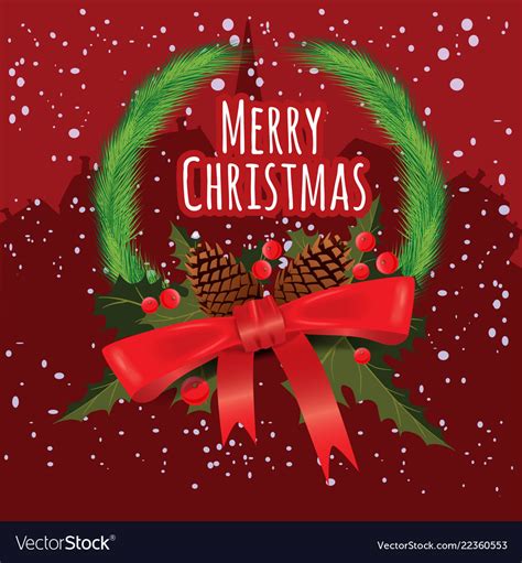 Merry Christmas Greeting Card With Christmas Vector Image