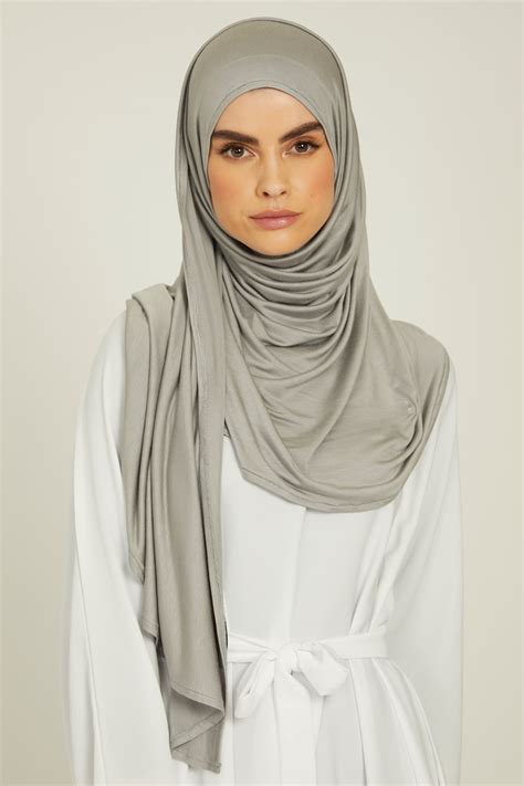 silver grey instant hijab ready to wear jersey hijab
