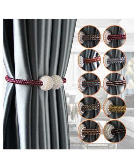 2pcs Curtain Pearl Magnetic Tiebacks Buckles Straps Ball Curtains Hold