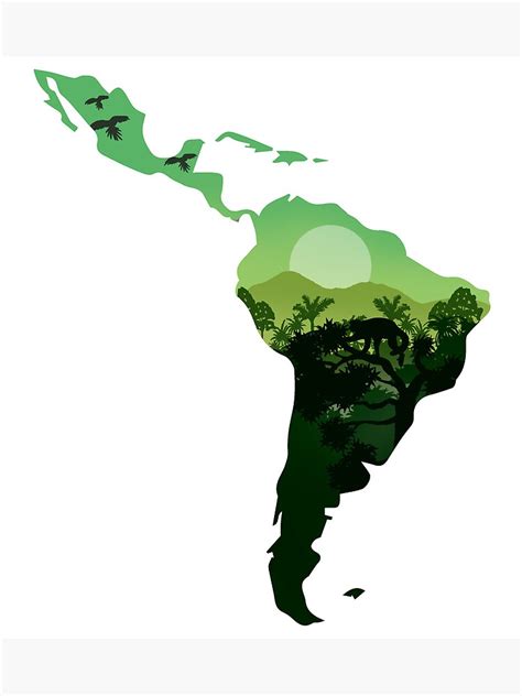 Latin America Map Landscape And Nature Poster By Landscapeworlds