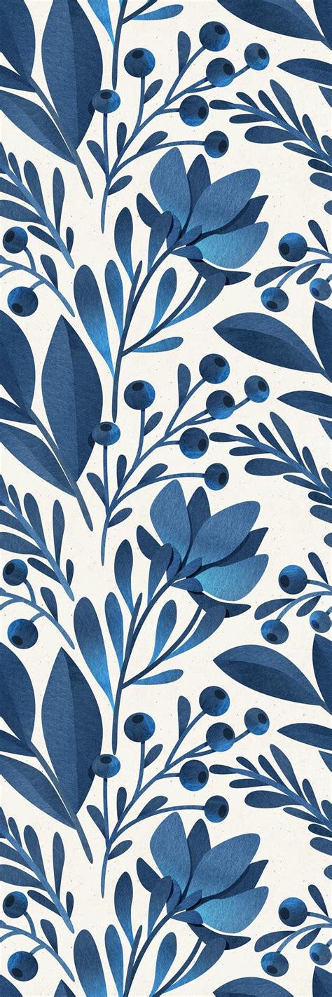 Removable Wallpaper Self Adhesive Wallpaper Blue Flowers And Etsy