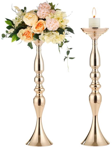 Gold Tall Candle Holders Wedding Centerpieces For Tables Cm H Flower Holder Pcs Vases