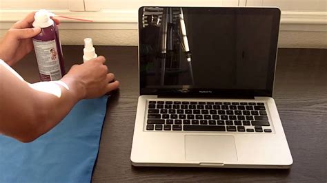 Then you need to make a solution of equal parts with distilled water and white vinegar. How to: Clean your Laptop - YouTube