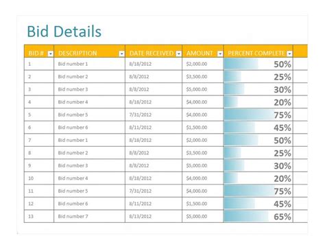 Bid Tracker Excel Template