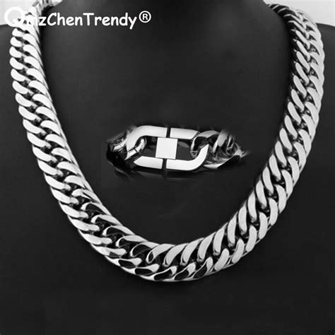21mm 60cm Heavy Cuban Men Chains Hip Hop Jewelry T Show Thick Stainless