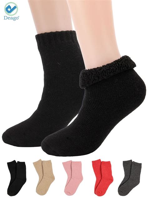 deago deago 2 pairs womens super thick wool socks soft warm comfort casual crew winter socks