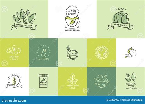 Vector Set Of Organic Products Labels And Badges Collection Of