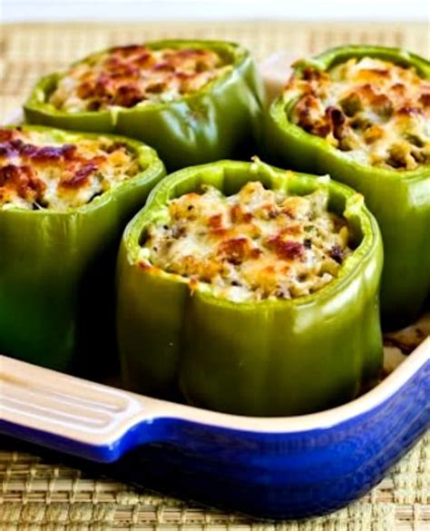 Stuffed Green Peppers With Brown Rice Italian Sausage And Parmesan