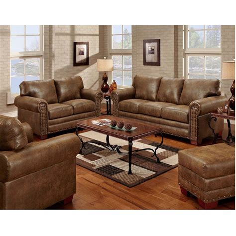 Look at these 25 rustic living room decor ideas to get some decoration inspiration for your next rustic decor project. Buckskin Nailhead Living Room 4-Piece Set | Rustic living room furniture, Living room sets ...