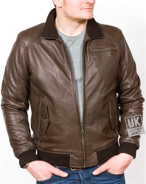 Maybe you would like to learn more about one of these? Mens Brown Leather Bomber Jacket - Axis | UK LJ