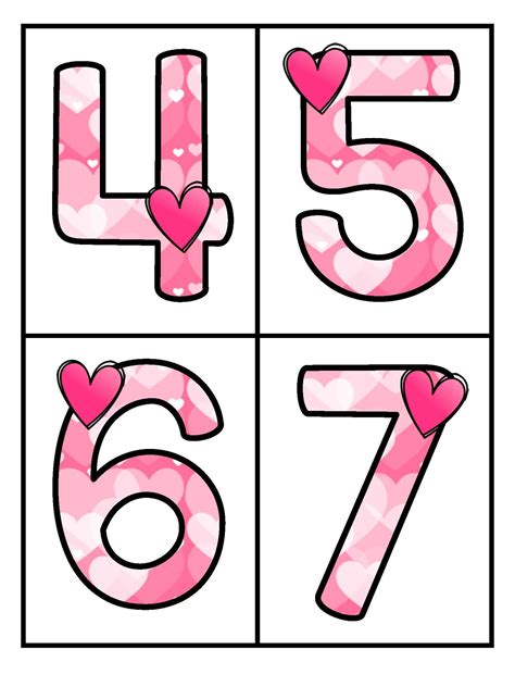 Free Large Numbers 0 20 With A Valentine Or Heart Theme 4