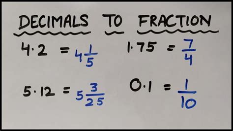Decimals To Fractions Youtube