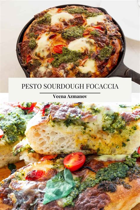 Crusty Sourdough Focaccia With Pesto And Mozzarella Veena Azmanov