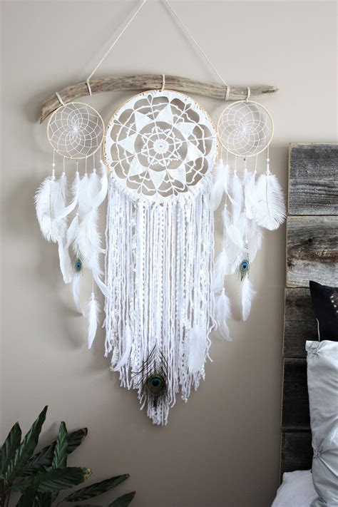 Large Feather Dream Catcher White Dream Catcher Wall Hanging Etsy