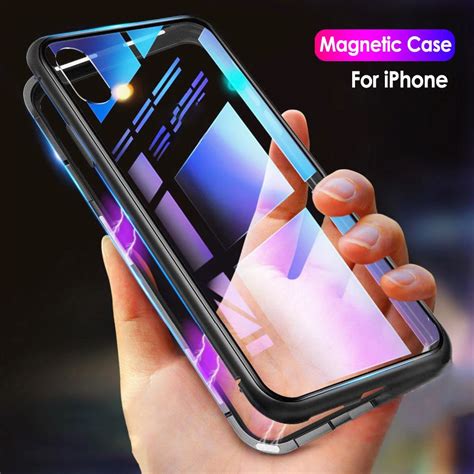 Magnetic Adsorption Metal Flip Phone Cases For Iphone X Xs Xr Xs Max 7