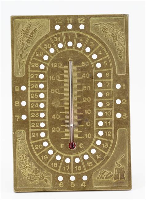 Vintage Brass Mercury Thermometer Etsy