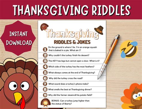 Thanksgiving Riddle Me This Thanksgiving Trivia Game Thanksgiving