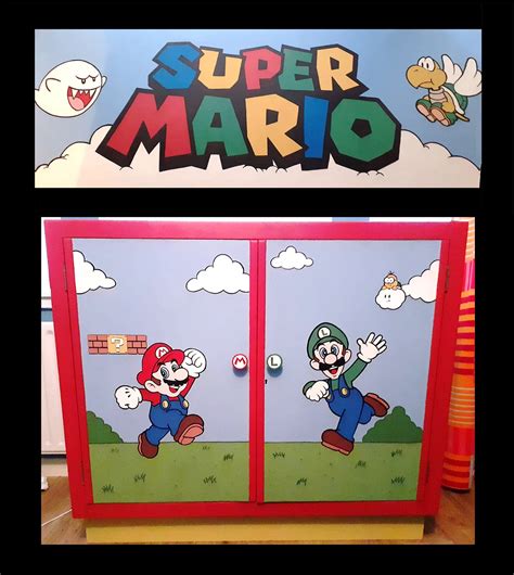 Super Mario Themed Cabinet Hand Painted One Of A Kind Etsy
