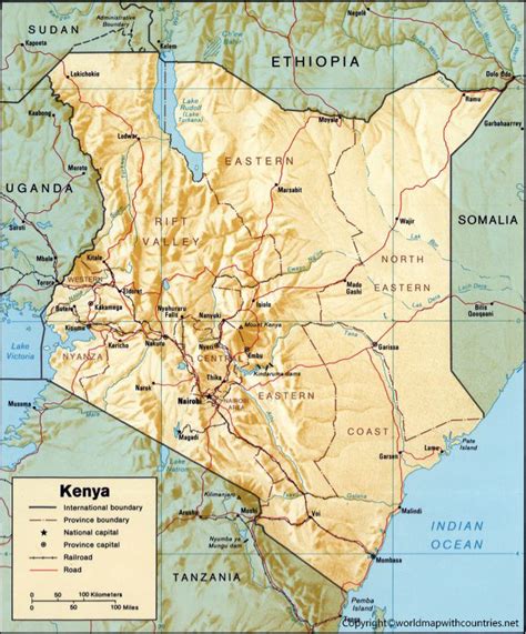 Free Printable Labeled And Blank Map Of Kenya In Pdf World Map With