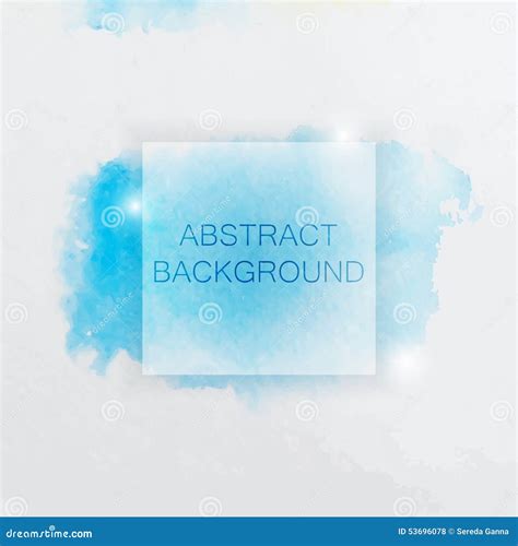 Abstract Watercolor Background With Blue Splash And Square Stock Vector
