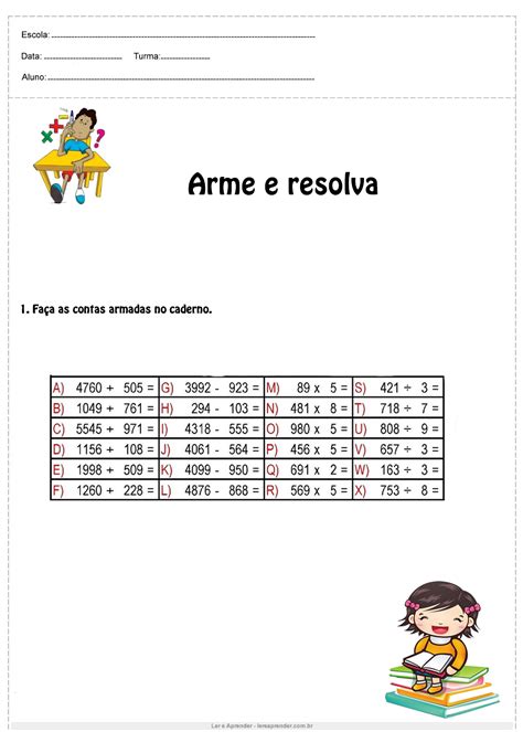 Arme E Efetue Multiplicação 4 Ano