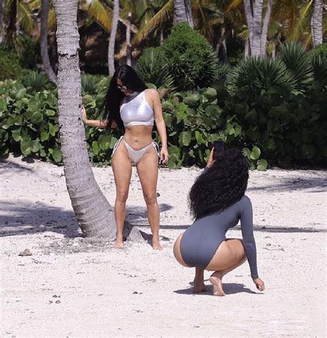 kim kardashian in a silver bikini skims swimwear line photoshoot in the caribbean 01 19 2022