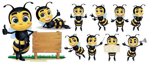 Premium Vector Cartoon Bee Mascot Character