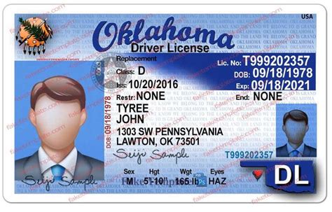 Oklahoma Drivers License Template Free In 2021 Drivers License