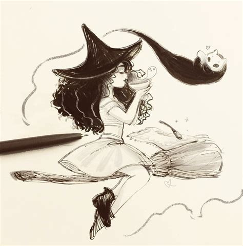 Witch On A Broom Witch Drawing Witch Art Witch Tattoo