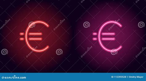Neon Euro Currency Sign Ecu European Symbol Ecu Ce Ce Red Color Vector Illustration Image Flat