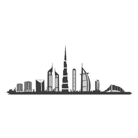 Dubai Skyline Silhouette Black And White Transparent Png Stickpng
