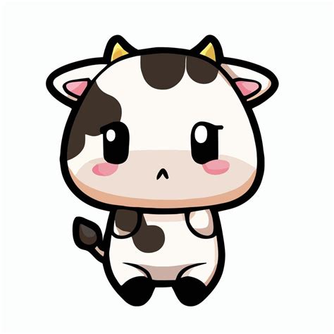 Cute Chibi Cow Kawaii Illustration Cow Farm Icon Graphic 17048346