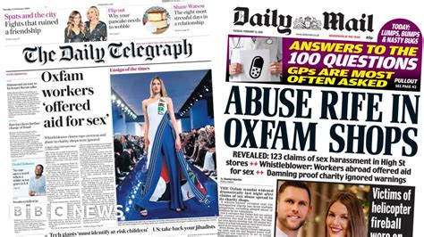 Newspaper Headlines Oxfam Shop Abuse Claims And Aid For Sex