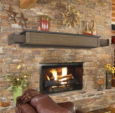 Pearl Mantels Shenandoah Rustic Wood Fireplace Mantel Shelf In Medium