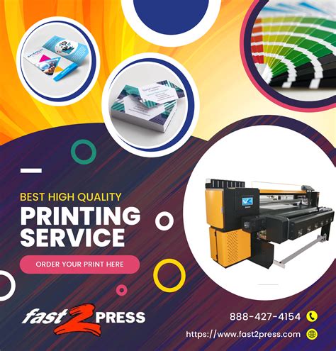 An Advertisement For Printing Services With Different Colors