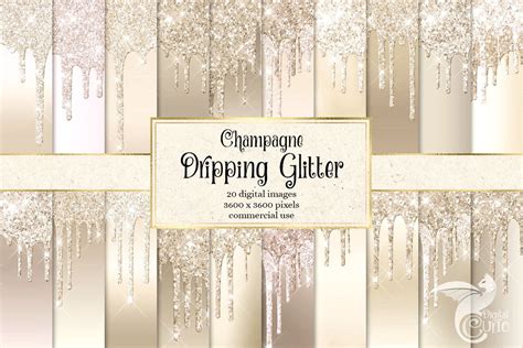 Champagne Dripping Glitter Digital Paper 543771 Textures Design