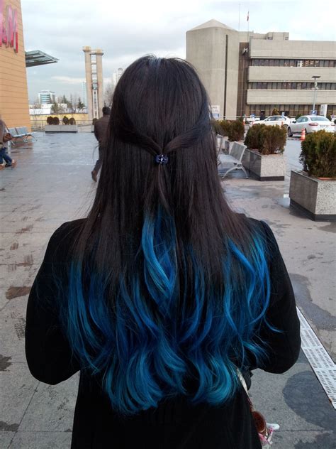 Blue Hair Tips Dyed