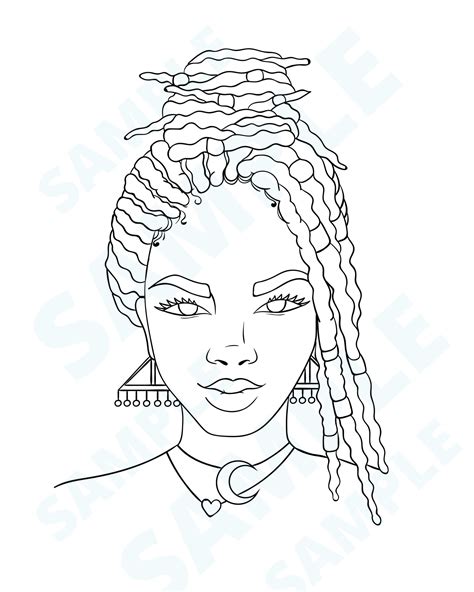 Adult Coloring Page African American Woman Black Woman Etsy